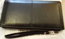 Las mujeres Vintage aceite cera Cartera de cuero con cremallera cartera mujer de gran capacidad bolso pulsera para señoritas soporte para tarjetas Simple cartera