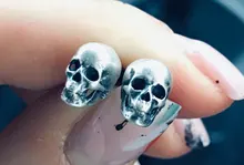 MKENDN-pendiente con broche de calavera estilo Punk callejero para hombre y mujer, 100% Plata de Ley 925, joyería fina