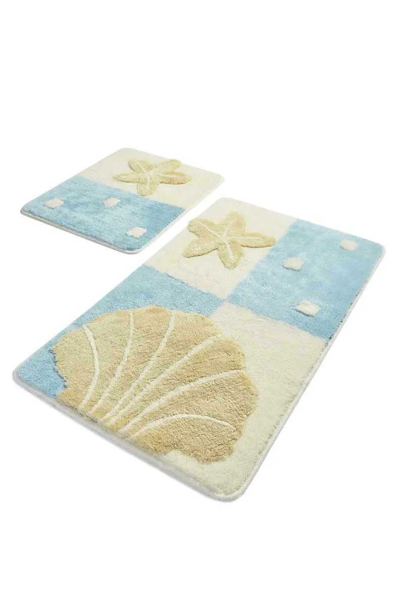 Коврики для ванной нескользящие Противоскользящие коврики противоскользящие морские звезды синий 2'Li набор 60X100 см-50X60 см