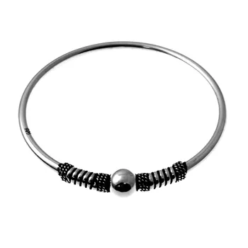 

Bangle 925 Sterling silver bracelet rigid smooth detail ball spirals side