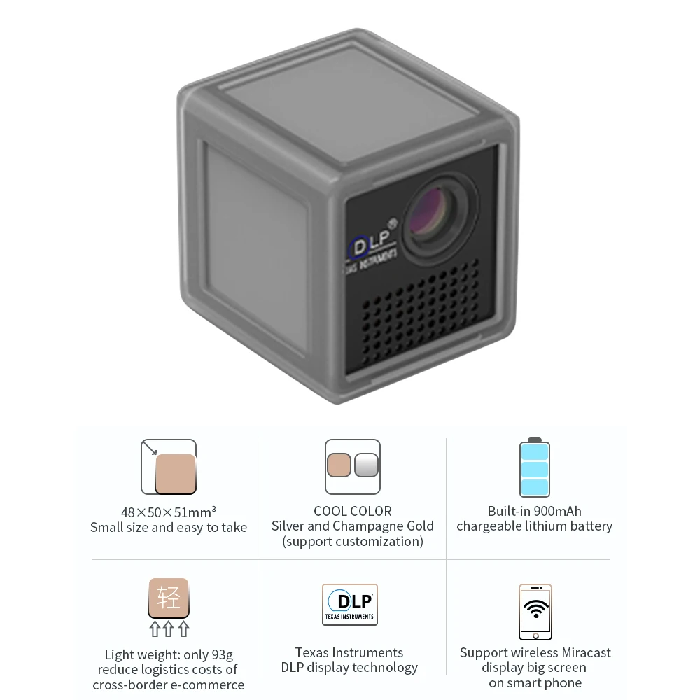 

P1S Ultra HD Pocket Home Theater Projector Proyector Beamer Mini DLP Mini Projector With Wifi Built-in Same Screen Function
