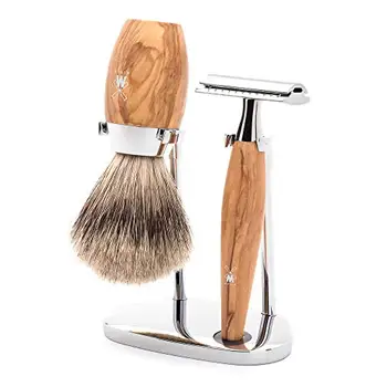 

S281h870sr Mühle Kosmo olive wood 3 PCs Fine Badger/razor blade Shaving Set