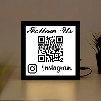 

Personalise Follow us on instagram handcrafted Wooden Light Box Sign for Home, Restaurant, Coffee Shop Business Signage