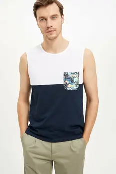 

DeFacto Man Athlete Summer Undershirts Men Casual Sleeveless Mixed-Color Cotton Tops Male Pockets Undershirts-L1502AZ19SM