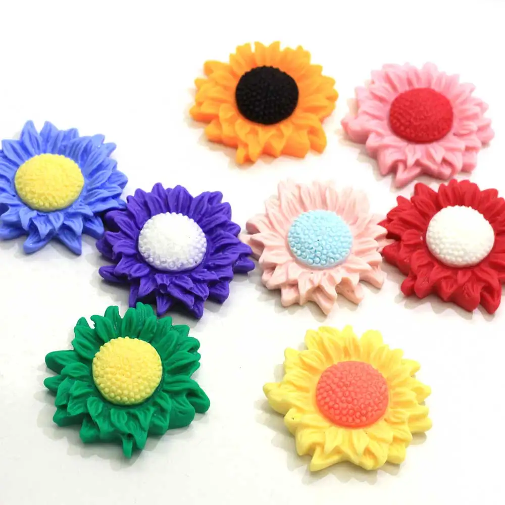 10/50/100pcs Sunflower Sharp Daisy Resin Flatback Mermaid Beads Girl Hair Ornament