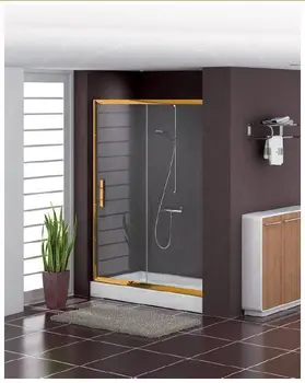 

Duşakabincim 160 Cm Altın Sarı Duşakabin Duş Üstü Tek Kapılı Sürgülü Desenli Cam