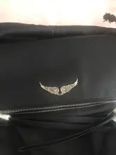 Alas decoradas bolso de un solo hombro de mujer casual moda desenfadada dos cadenas Bolsa Bandolera bolsos de cuero