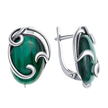 

Earrings from silver with malachite