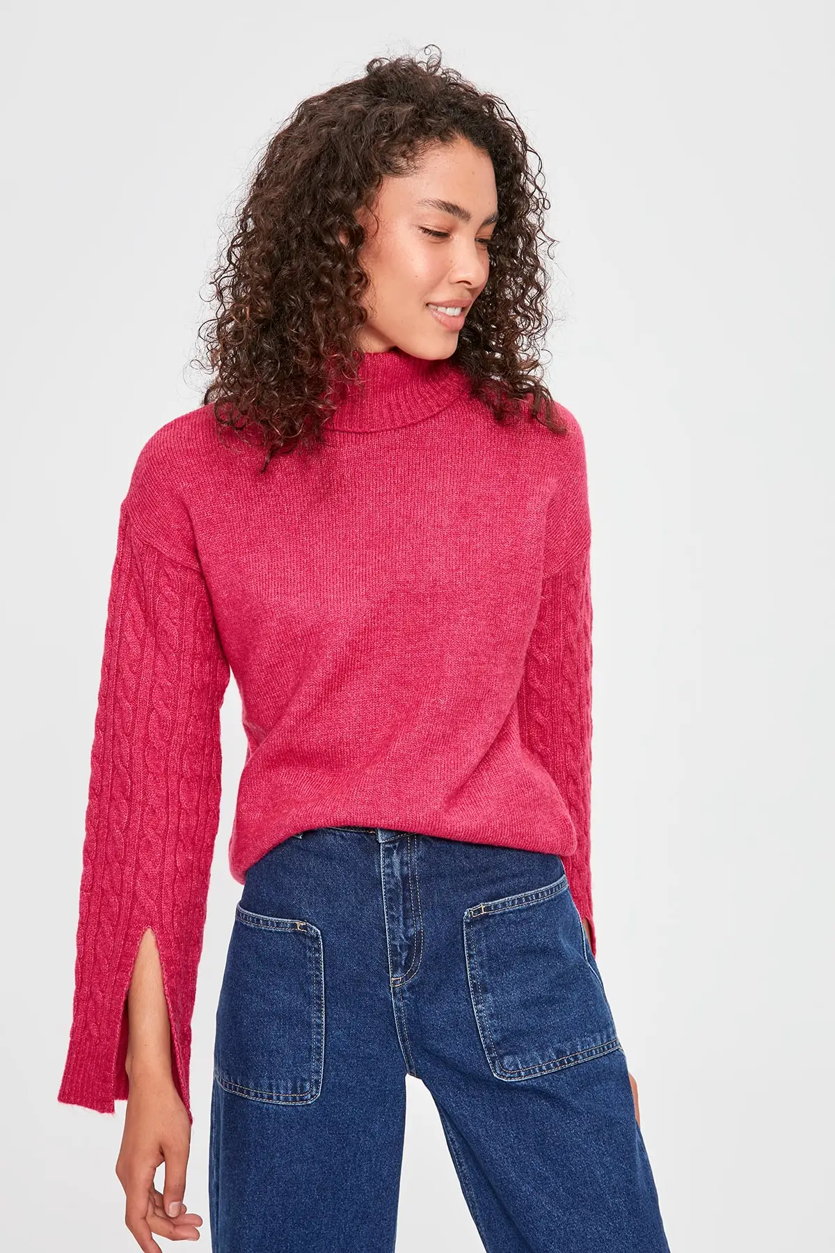 

Trendyol Fuchsia Handle Hair Braided Knitwear Sweater TWOAW20KZ0612