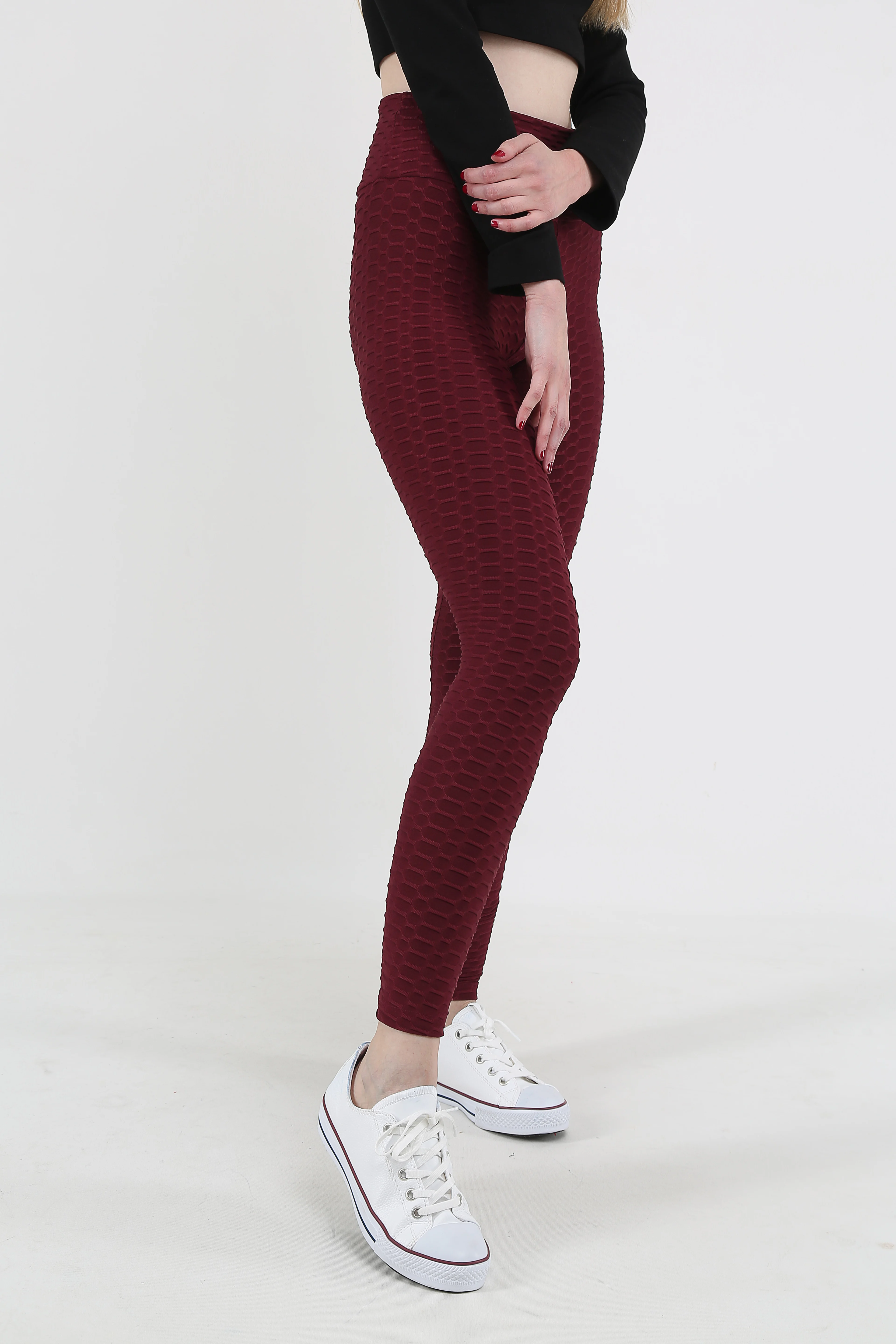 adidas leggings Claret Red High Waist Contouring Jacquard Leggings Sports Casual Comfortable Slimming Popular Leggings tiktok leggings