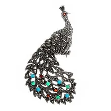 Серебряная брошь с сердоликом и бирюзой синт. TEOSA HB-023-MIXON