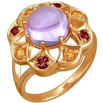 

Esthete ring with amethyst, Garnet and citrine Red Gold