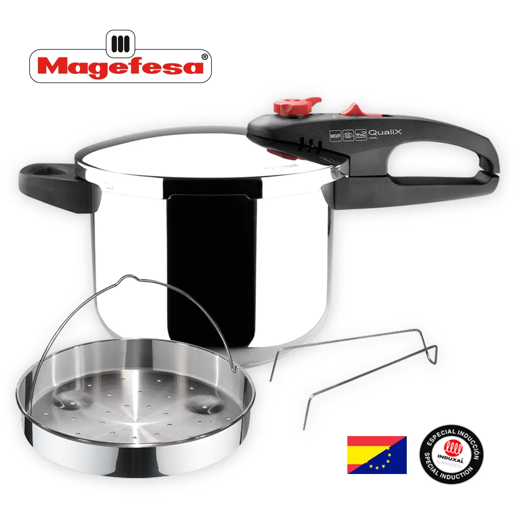 MAGEFESA QUALIX Pressure cooker Super fast Steel stainless Todo type kitchens induction. Pot + insert basket 6L | Дом и сад