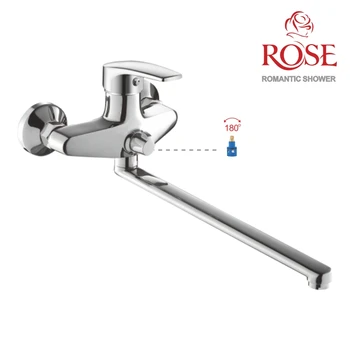 

ROSE bath mixer with spout 35 cm, water brass faucet for Bath with long spout, set faucet and shower in a bath,set on the bathroom wall,brass mixer and shower head S5022