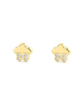 

Earrings gold Girl Daisy smooth with Zircons (9 Kts)