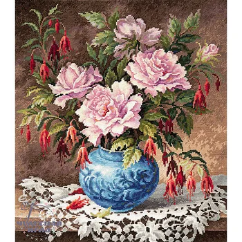 

40-75 set for embroidery wonderful needle 'Roses and фуксии' 31*35 cm
