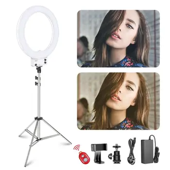 

Neewer 18-inch White LED Ring Light with Silver Light Stand Lighting Kit Dimmable 50W 3200-5600K + Soft Filter,Hot Shoe Adapter