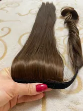 MANWEI-Extensiones de cabello para dama, extensor de pelo sintético de 24, de coleta natural largas y lisas, 60g por pieza, no teñible