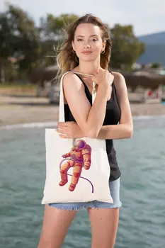 

Angemiel Bag Space Leached Astronot Shopping Beach Tote Bag