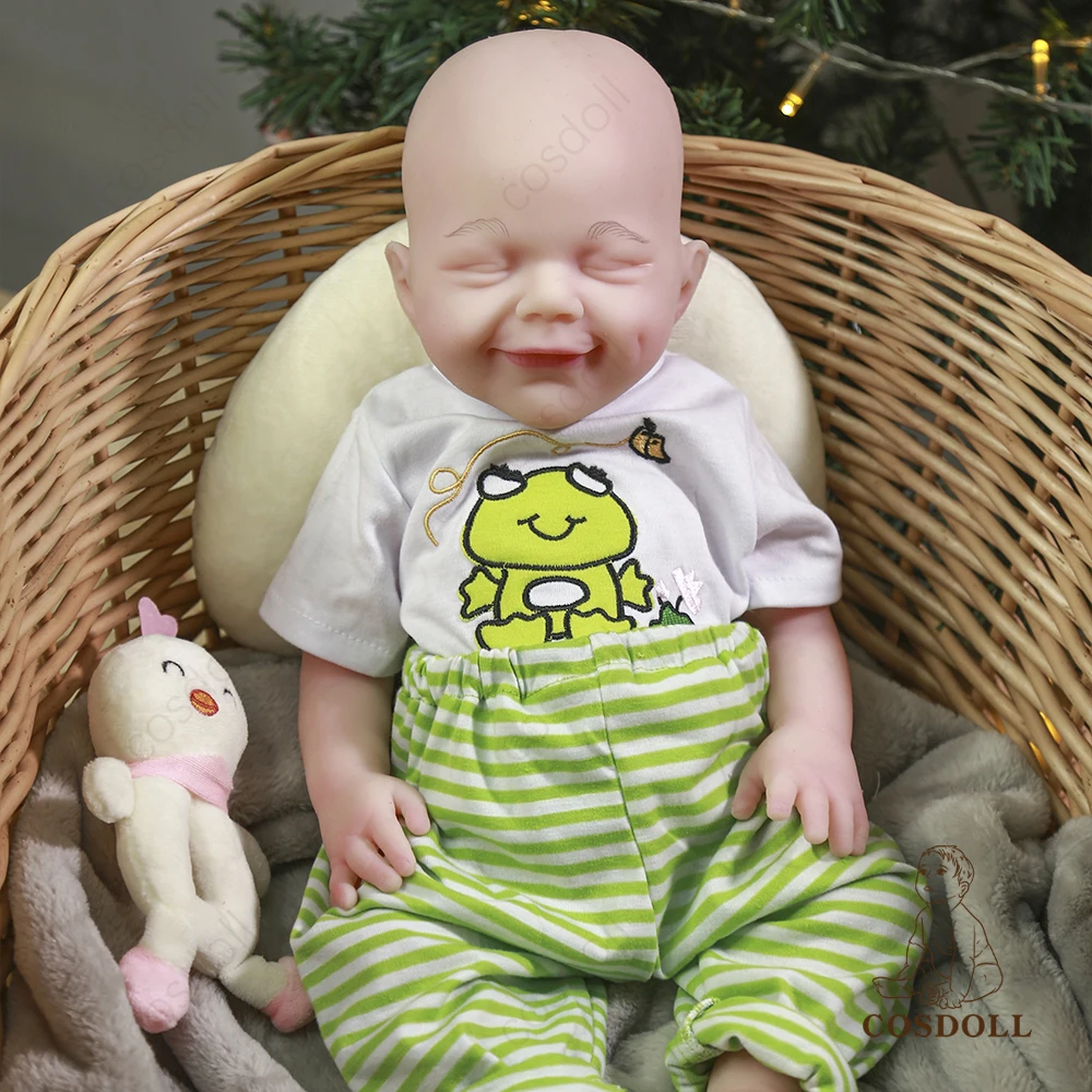 COSDOLL Reborn Baby BOY Katie 47 cm Open Mouth Soft ALL Silicone baby doll Can Take a Bath Holiday gift Wear a pacifier