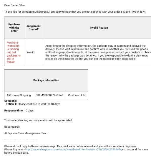 Aliexpress Case Management Team — Алиэкспресс