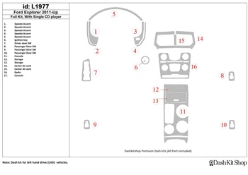 

Interior trim for Ford Explorer 2011-UP. Set L1977.