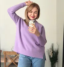 Sweater Pullovers Mock-Neck Beige Purple Winter Green 8-Colors High-Quality Women C-232