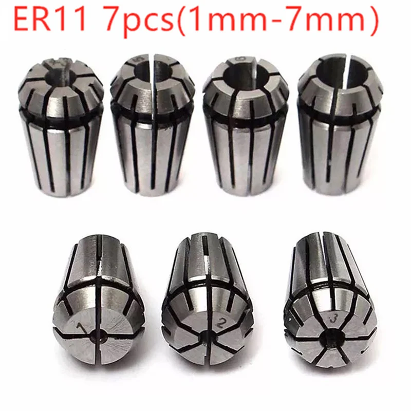 

7pcs/set ER11 1/2/3/4/5/6/7mm Accuracy Within 0.015mm Collet Chuck Shaft Lathe Tools Spindle For CNC Engraving Milling Lathe