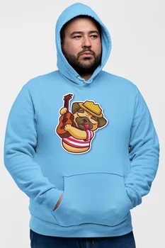 

Angemiel Wear Plays Guitar Pug Blue Men 'S Hooded Sweatshirt
