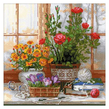 

1763 set for embroidery Riolis 'crocuses on the window '21*27*0.3 cm