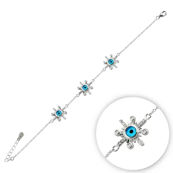 

KUTAYDAN 925 Sterling Silver Zircon Stone Eye Bracelet