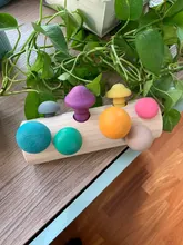 Bloques de arcoíris de madera Montessori para bebé, juego de recolección de setas, juguetes educativos de madera para bebé, ensamblaje a juego con forma de desarrollo