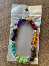Pulsera de piedra Natural de 7 Chakras, Cristal púrpura, piedra de Ojos de Tigre, pulsera de cuentas de piedra redonda de siete pulsos para Yoga