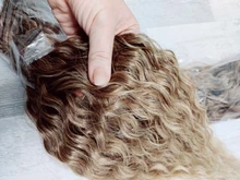 Noble rizado Ombre pelo mechones de cabello sintético Super largo rizado 1 Uds 28 -32 Rubio marrón mechones con extensiones de cabello