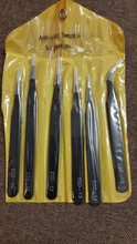 Juego de pinzas de precisión de 6 uds, pinzas curvadas de acero inoxidable antiestáticas mejoradas para trabajo de laboratorio electrónico, joyería