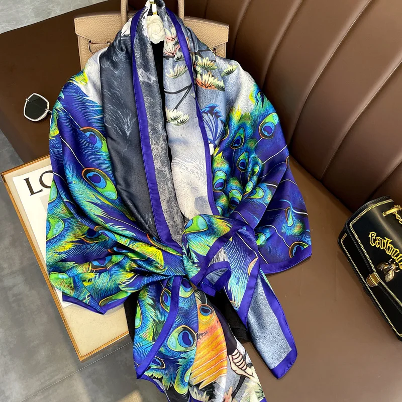 luxury brand ladies spring and summer long scarf silk scarf shawl digital painted shawl van Gogh oil painting pashmina lady spring autumn plant printed big size travel beach 130cm pashmina square ladies fashion scarf twill hijab