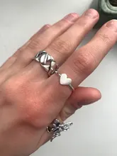 100% Real 925 Sterling Silver Love Heart Rings For Women Adjustable Rings