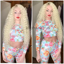 BOL Pelo Rizado de la onda de agua mechones extensiones de cabello sintético Rubio degradado 28 pulgadas sintético largo rizado armadura mechones para las mujeres