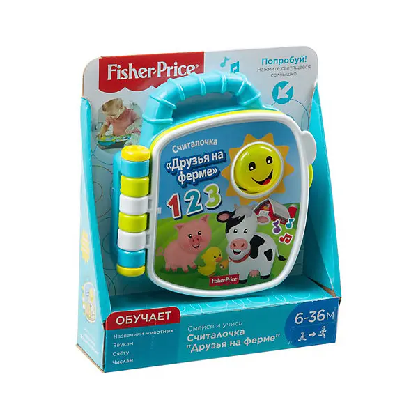 Музкальная книжка Fisher-Price "Смейся и учись" Учим животных