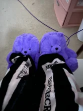 Zapatillas de oso de peluche para mujer, chanclas suaves y antideslizantes de piel sintética, zapatos cálidos para invierno