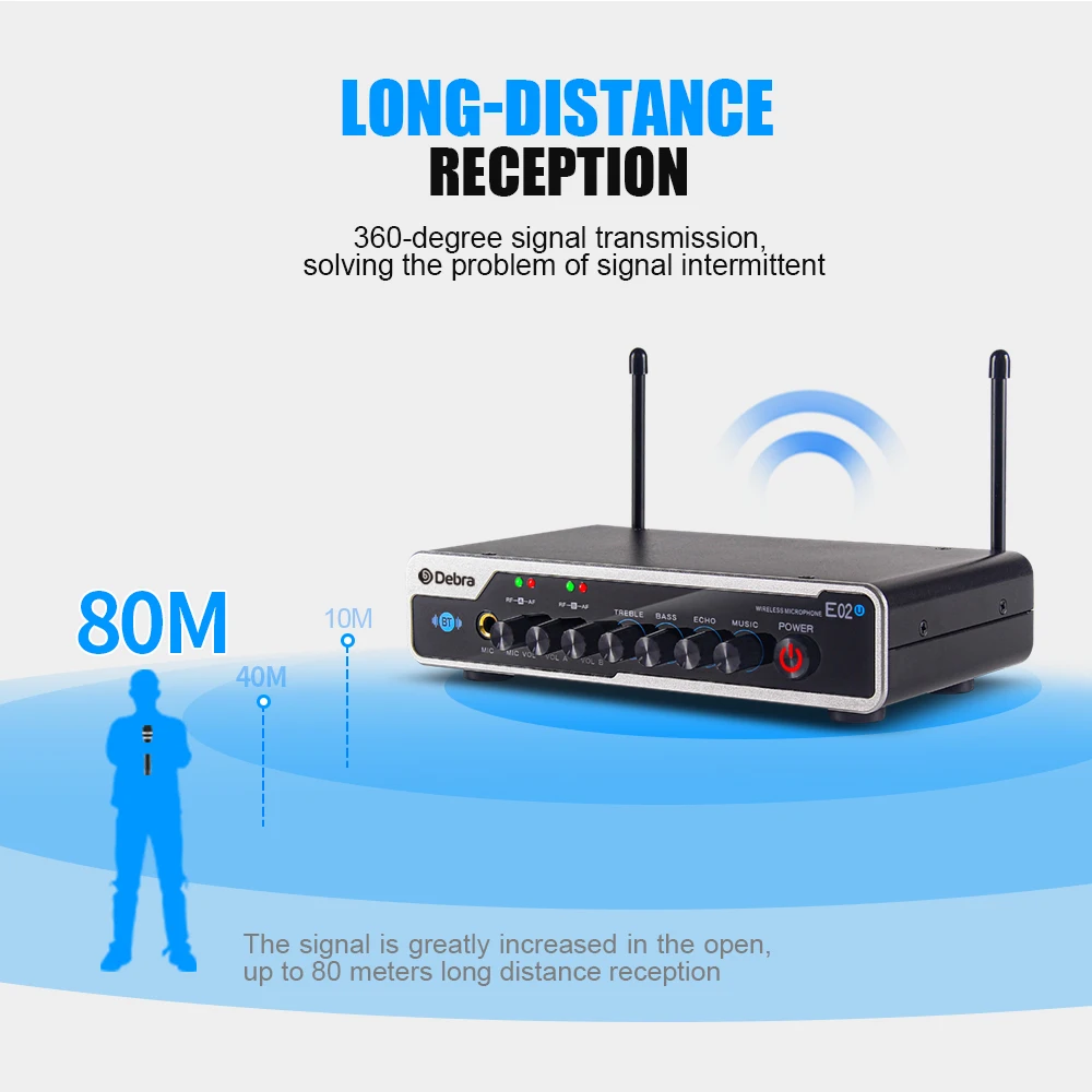 Debar E02U professional wireless microphone system