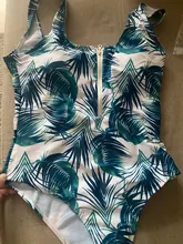 One-Piece Swimsuit Monokini Beachwear Push-Up Summer Print Zipper Sexy New XL Women