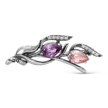 Серебряная брошь с фианитом Красная пресня 1386932