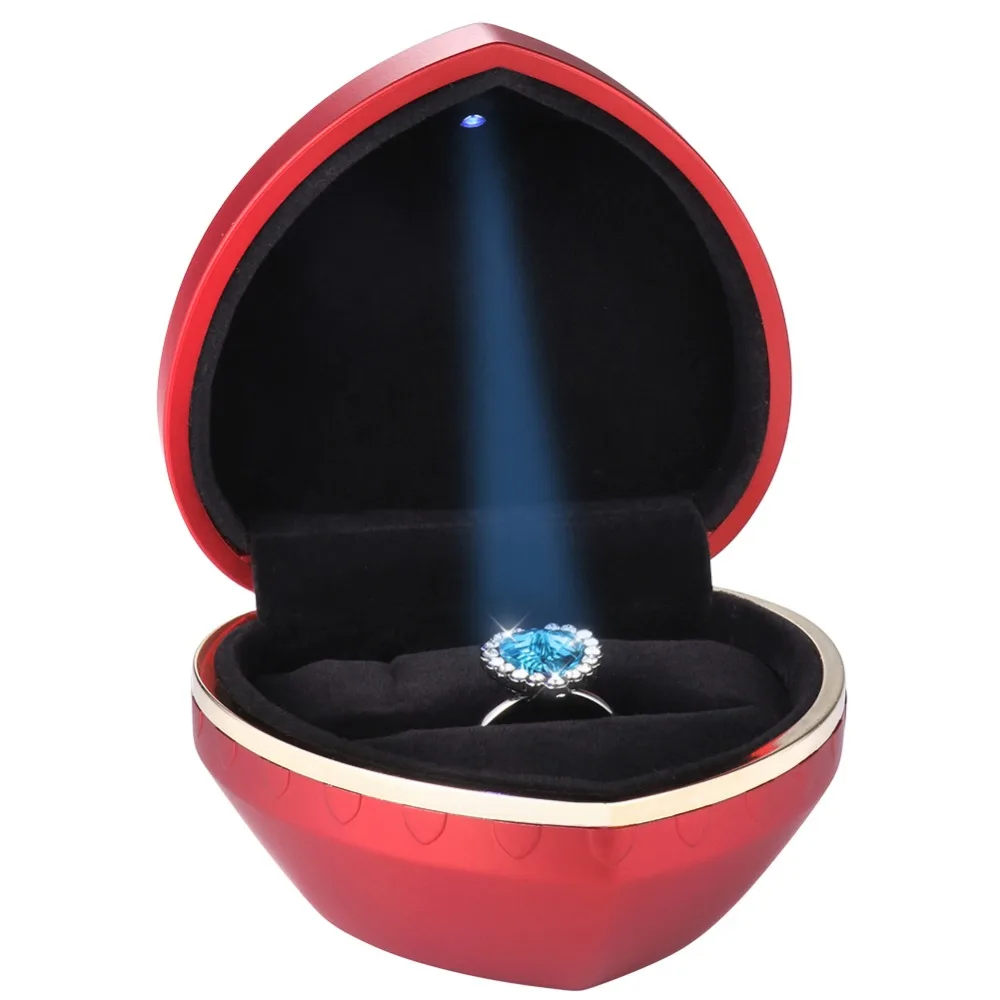 Светодиодный светильник в форме сердца, держатель для кольца, коробка для женщин и девочек, дизайн, Подарочный держатель для влюбленных