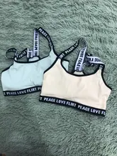 Bra-Top Underwear Letter Gym-Wear Yoga-Bra Fitness Push-Up Sports Running Cotton Solid