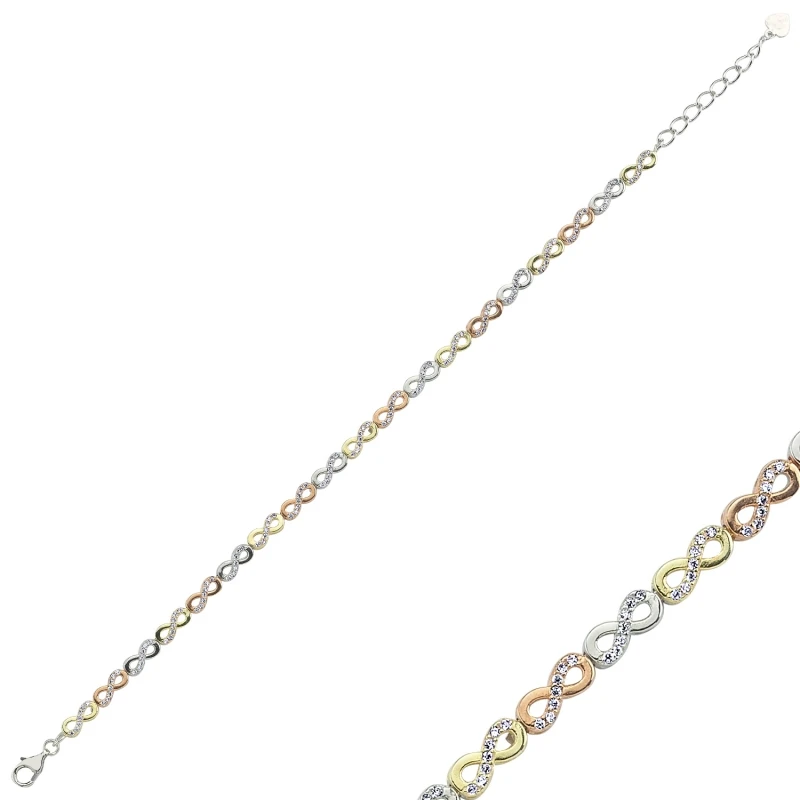 

Silver 925 Sterling Zircon Cubic Zirconia Infinity Bracelet