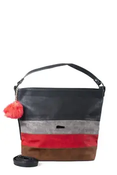 

Pompom Hand And Shoulder Bag Daily Useful Wide Faux Leather Bag
