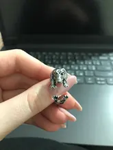 Anillos ajustables Kinitial para mujer, 1 Uds., color bronce antiguo, negro, cachorro de perro salchicha, Animal, 3D