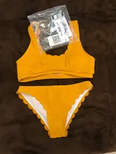 Bikini Women Swimsuit Ribbed Two-Pieces Swim-V2183r Mid-Waist 6-Colors Scalloped Female