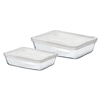 

Set of lunch boxes Pyrex C&F (2 pcs) Transparent Borosilicate Glass 22 x 17 cm/25 x 20 cm